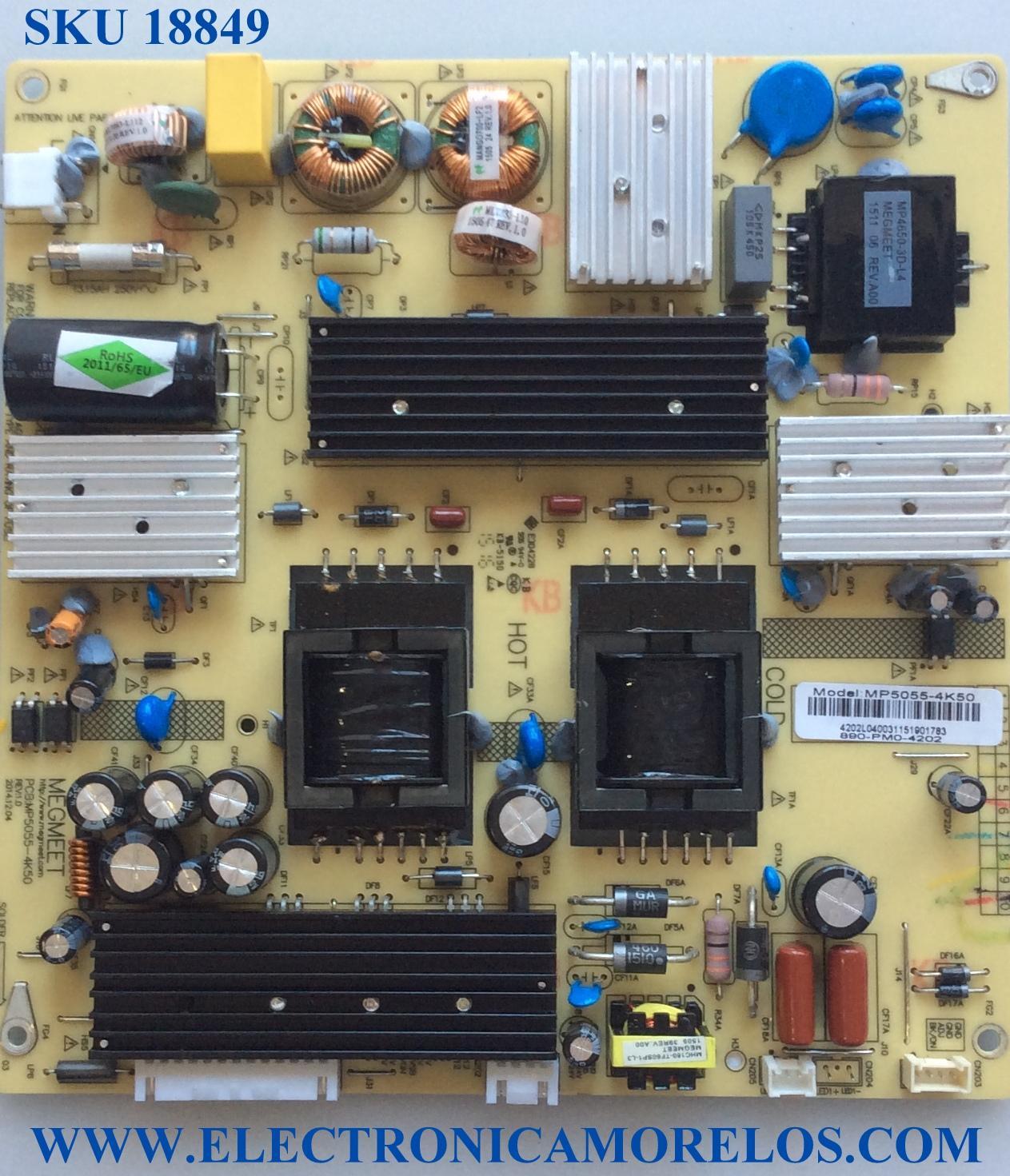 FUENTE DE PODER / WESTINGHOUSE MP5055-4K50 / 890-PMO-4202 / E304228 / REV:1.0 / MODELOS WE42UT4200 / WE42UT4200 TW-02701-C042M